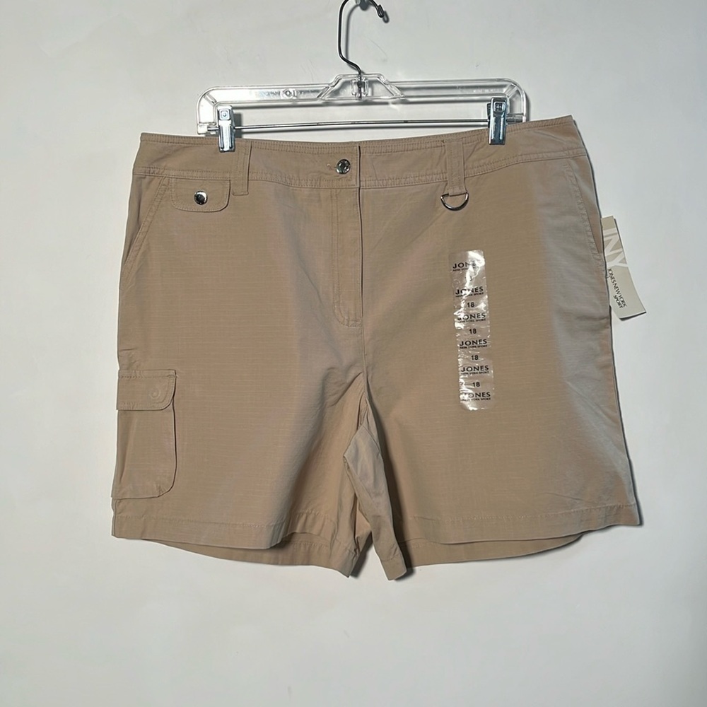 JONES NEW YORK NWT Summer Cargo Khaki 4 Pocket Texture Cotton 6" Inseam Short 18